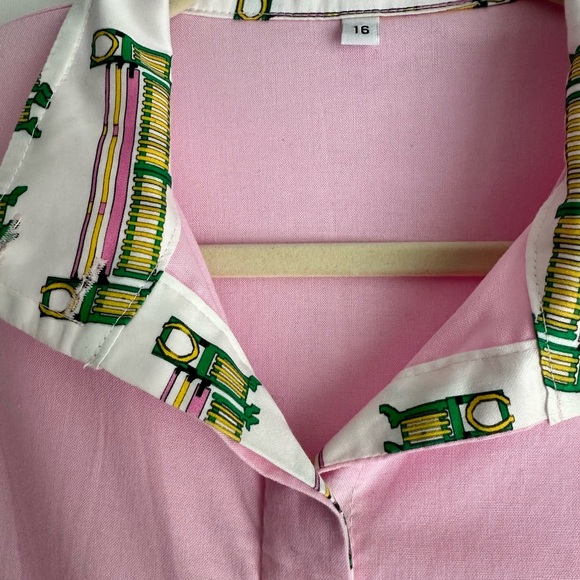 MIDDY N’ME Ella Perfect Pink Equestrian Button-Up Cuffs Collar Shirt Sz 16 - Picture 7 of 11